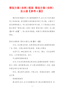 策划方案（实例）框架 策划方案（实例）怎么做【参考4篇】