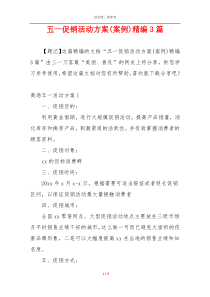 五一促销活动方案(案例)精编3篇