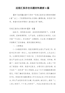 巡视汇报存在问题材料最新4篇