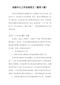 实验中心工作总结范文（通用5篇）