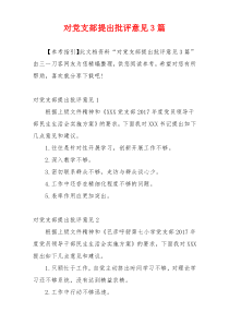 对党支部提出批评意见3篇
