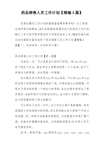 药品销售人员工作计划【精编4篇】