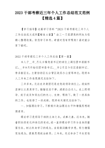 2023干部考察近三年个人工作总结范文范例【精选4篇】