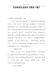 内控制度自查报告【精选5篇】