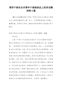 领导干部在全市青年干部座谈会上的讲话稿范例4篇