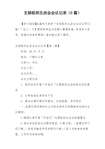 支部组织生活会会议记录（5篇）