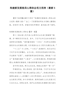 构建新发展格局心得体会范文范例（最新5篇）