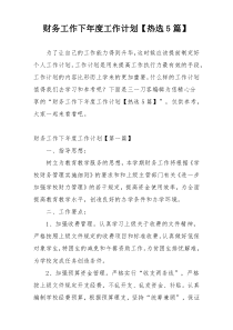 财务工作下年度工作计划【热选5篇】
