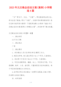 2023年元旦晚会活动方案(案例)小学精选4篇