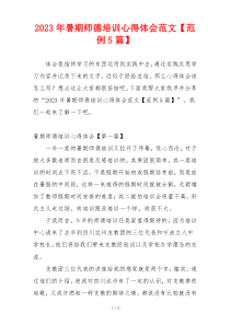 2023年暑期师德培训心得体会范文【范例5篇】