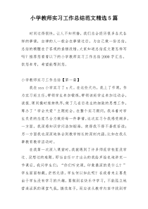 小学教师实习工作总结范文精选5篇