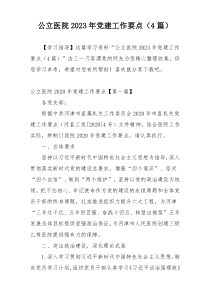 公立医院2023年党建工作要点（4篇）