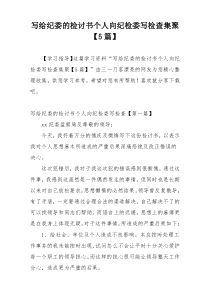 写给纪委的检讨书个人向纪检委写检查集聚【5篇】