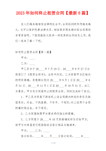 2023年如何终止租赁合同【最新8篇】