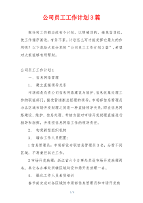 公司员工工作计划3篇