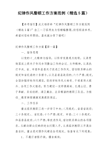 纪律作风整顿工作方案范例（精选5篇）