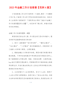 2023年金融工作计划普惠【范例4篇】