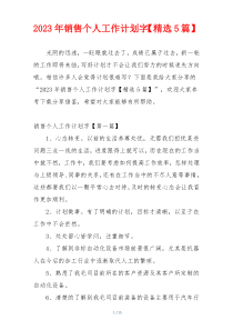 2023年销售个人工作计划字【精选5篇】