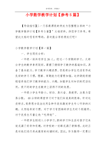 小学数学教学计划【参考5篇】