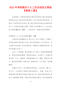 2023年学校期末个人工作总结范文简短【推荐4篇】