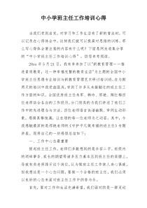 中小学班主任工作培训心得