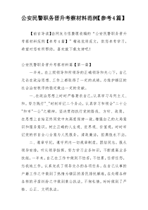公安民警职务晋升考察材料范例【参考4篇】