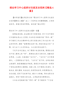 理论学习中心组研讨交流发言范例【精选4篇】