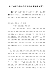 社工培训心得体会范文范例【精编4篇】
