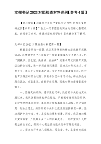 支部书记2023对照检查材料范例【参考4篇】