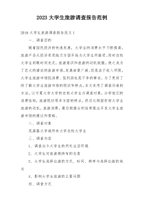 2023大学生旅游调查报告范例