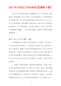 2023年少先队工作总结范文【最新5篇】