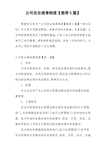 公司安全规章制度【推荐5篇】