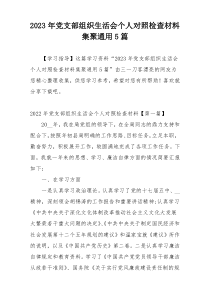 2023年党支部组织生活会个人对照检查材料集聚通用5篇