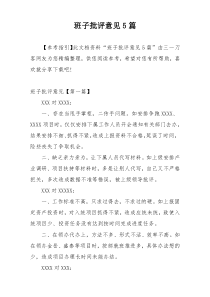 班子批评意见5篇