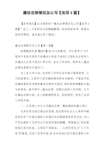 廉洁自律情况怎么写【实用4篇】