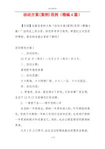 活动方案(案例)范例（精编4篇）