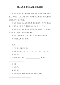 用人单位劳动合同标准范例