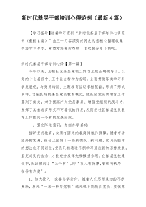 新时代基层干部培训心得范例（最新4篇）