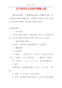 实习报告范文的格式精编3篇