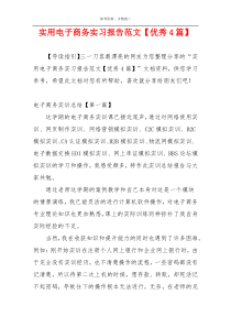 实用电子商务实习报告范文【优秀4篇】