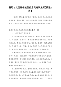 基层对党委班子成员的意见建议集聚【精选4篇】