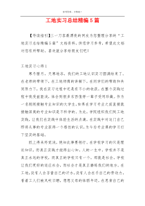 工地实习总结精编5篇