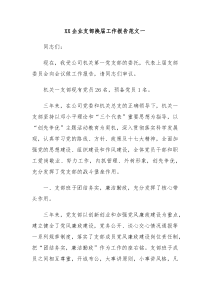 XX企业支部换届工作报告范文