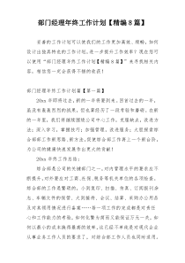 部门经理年终工作计划【精编8篇】