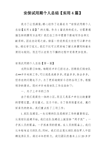 安保试用期个人总结【实用4篇】