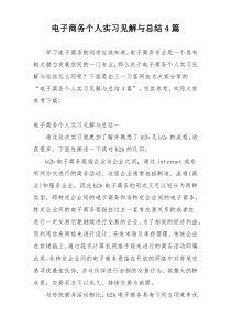 电子商务个人实习见解与总结4篇