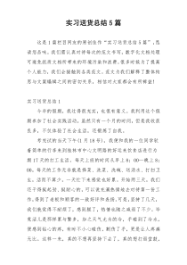 实习送货总结5篇
