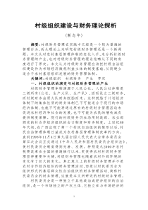 村级组织建设与财务理论探析