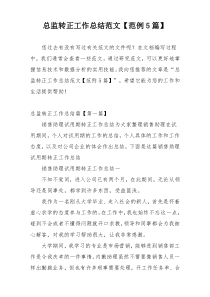 总监转正工作总结范文【范例5篇】