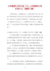 小学教师工作计划_个人_小学教师工作计划个人（最新5篇）